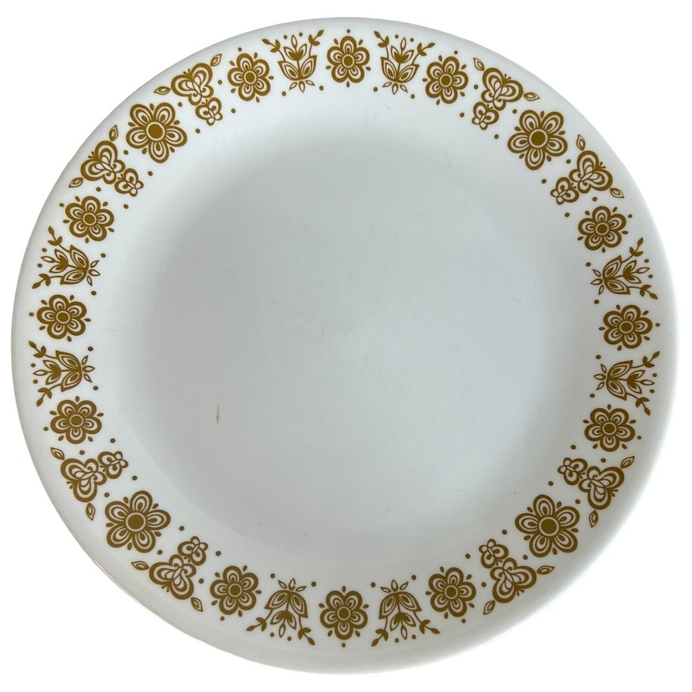 7 Corelle Butterfly Gold Dinner Plates Set 10 1/4 Inch Vitrelle Corning Vintage - Picture 3 of 12